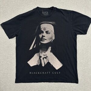 Blackcraft Cult Witchcraft Lesbian Nun Graphic T-Shirt Unisex L Black Gothic